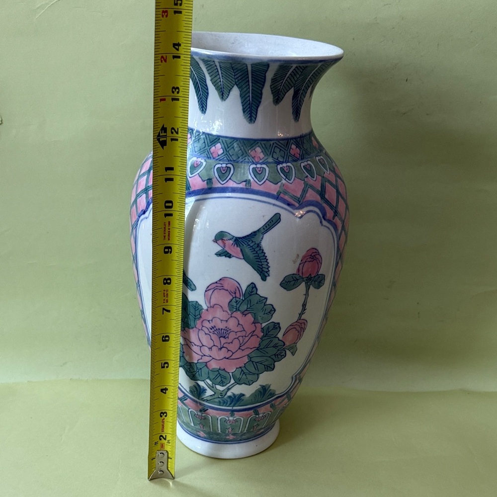 Vintage hand painted porcelain vase 14” Tall - Picture 10 of 10